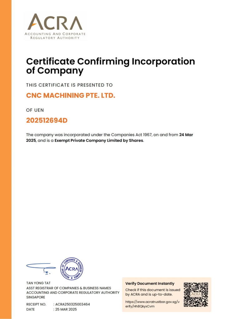 CNC MACHINING PTE. LTD